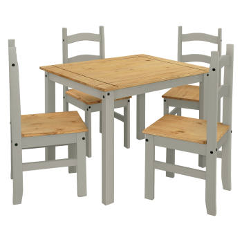 Stôl + 4 stoličky CORONA 3 vosk/sivá