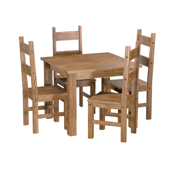 Jedálenský stôl 92x92 + 4 stoličky EL DORADO dub antik