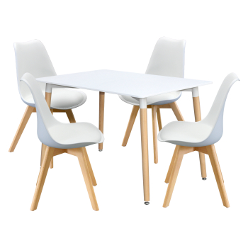 Jedálenský stôl 120x80 QUATRO biely + 4 stoličky QUATRO biele