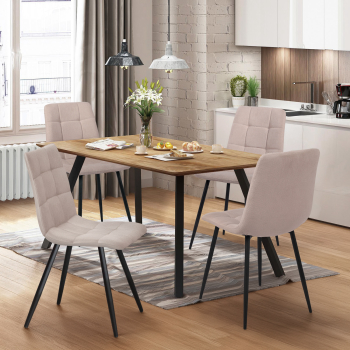 Jedálenský stôl 140x80 BERGEN dub + 4 stoličky BERGEN béžová