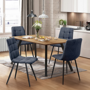 Jedálenský stôl 140x80 BERGEN dub + 4 stoličky BERGEN sivá