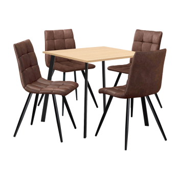 Jedálenský stôl 80x80 BERGEN dub + 4 stoličky BERGEN hnedé mikrovlákno