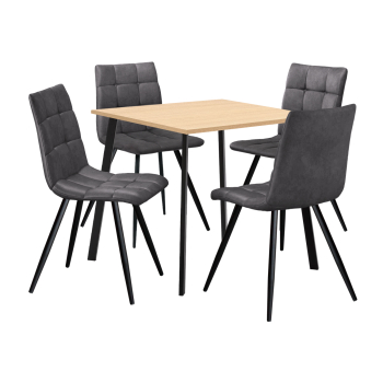 Jedálenský stôl 80x80 BERGEN dub + 4 stoličky BERGEN sivé mikrovlákno