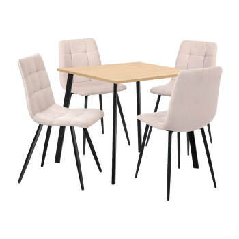 Jedálenský stôl 80x80 BERGEN dub + 4 stoličky BERGEN béžová