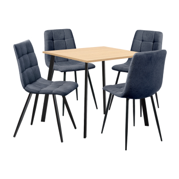 Jedálenský stôl 80x80 BERGEN dub + 4 stoličky BERGEN sivá