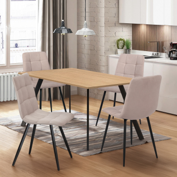 Jedálenský stôl 120x80 BERGEN dub + 4 stoličky BERGEN béžová