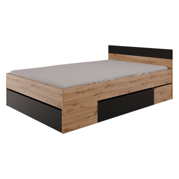 Multifunkčná posteľ 140x200 COMBI dub Artisan/čierna