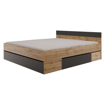 Multifunkčná posteľ 180x200 COMBI dub Artisan/čierna