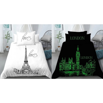 Bavlnené svietiace obliečky Paríž/Londýn